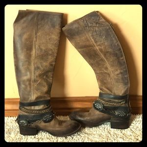 Freebird distressed leather knee high boots